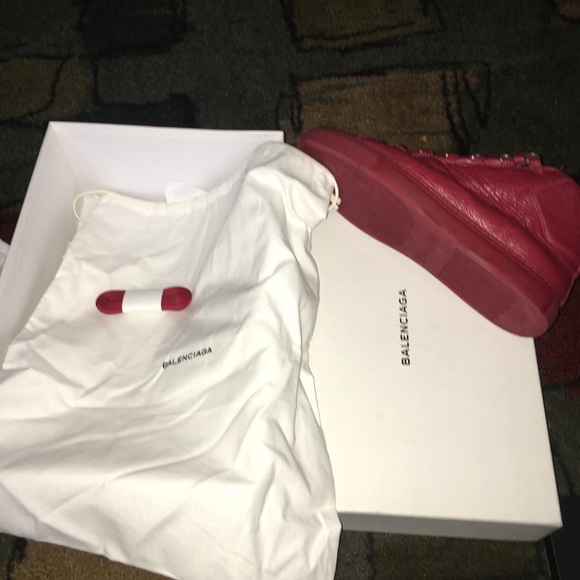 Red balenciaga arena sneakers